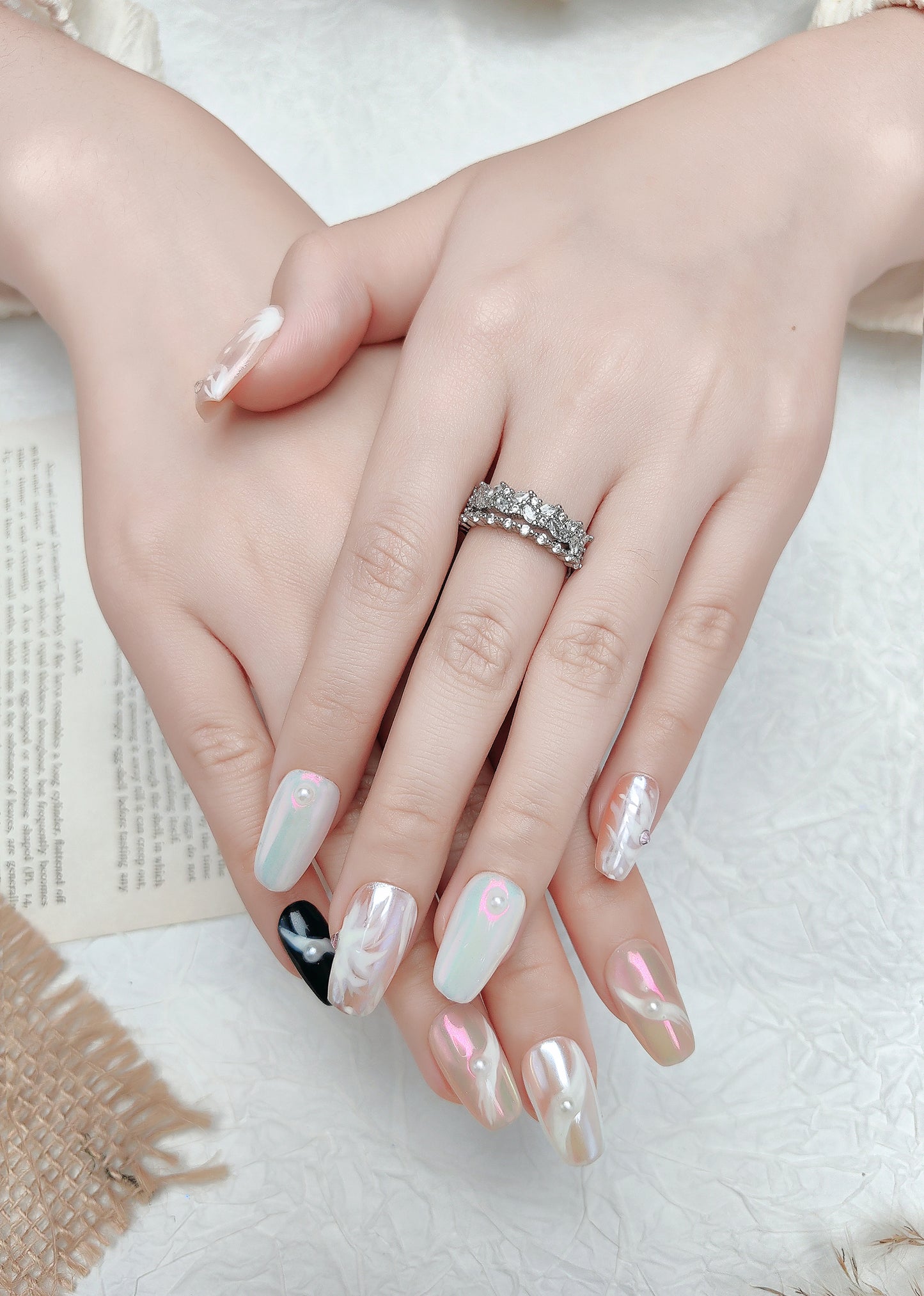 Pearl White Color Jump Nails