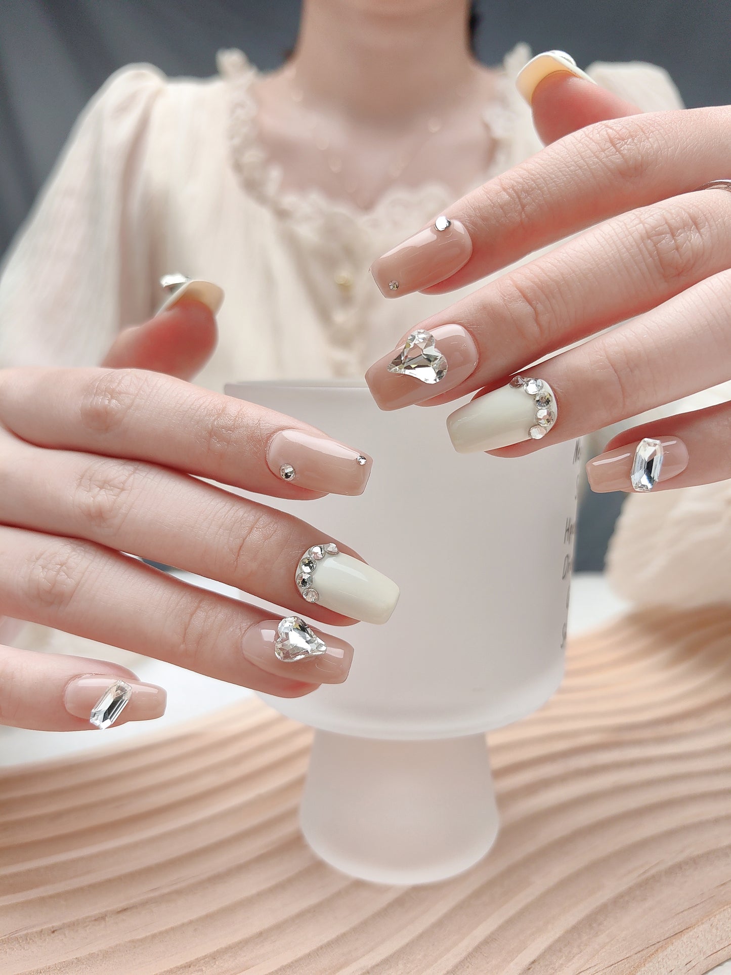 Elegant White-Infused Nail Art