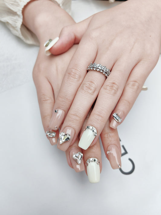 Elegant White-Infused Nail Art