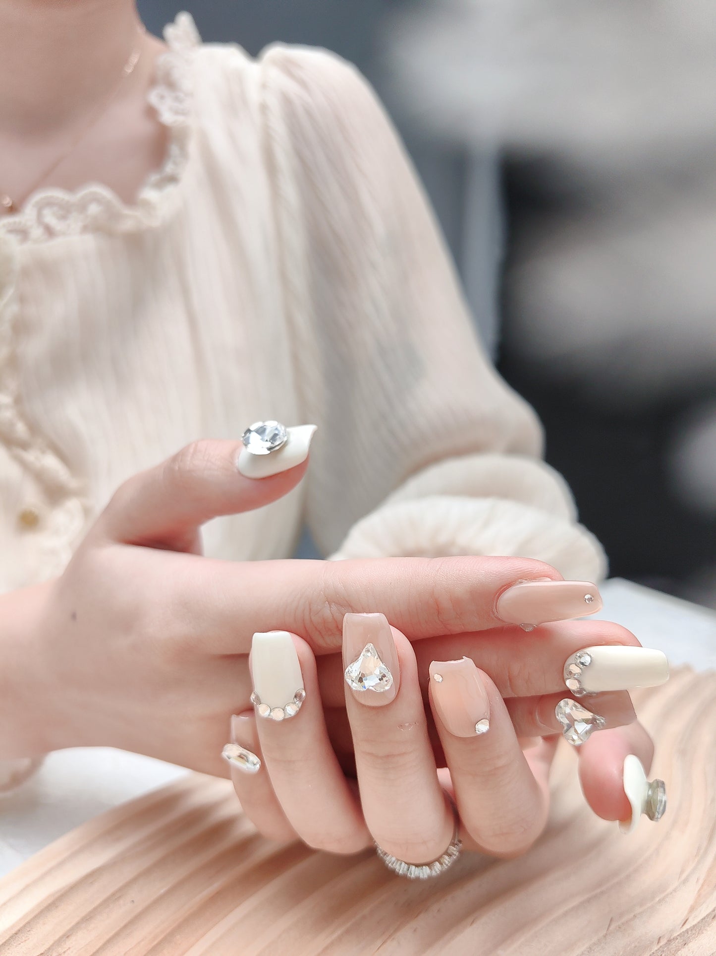 Elegant White-Infused Nail Art