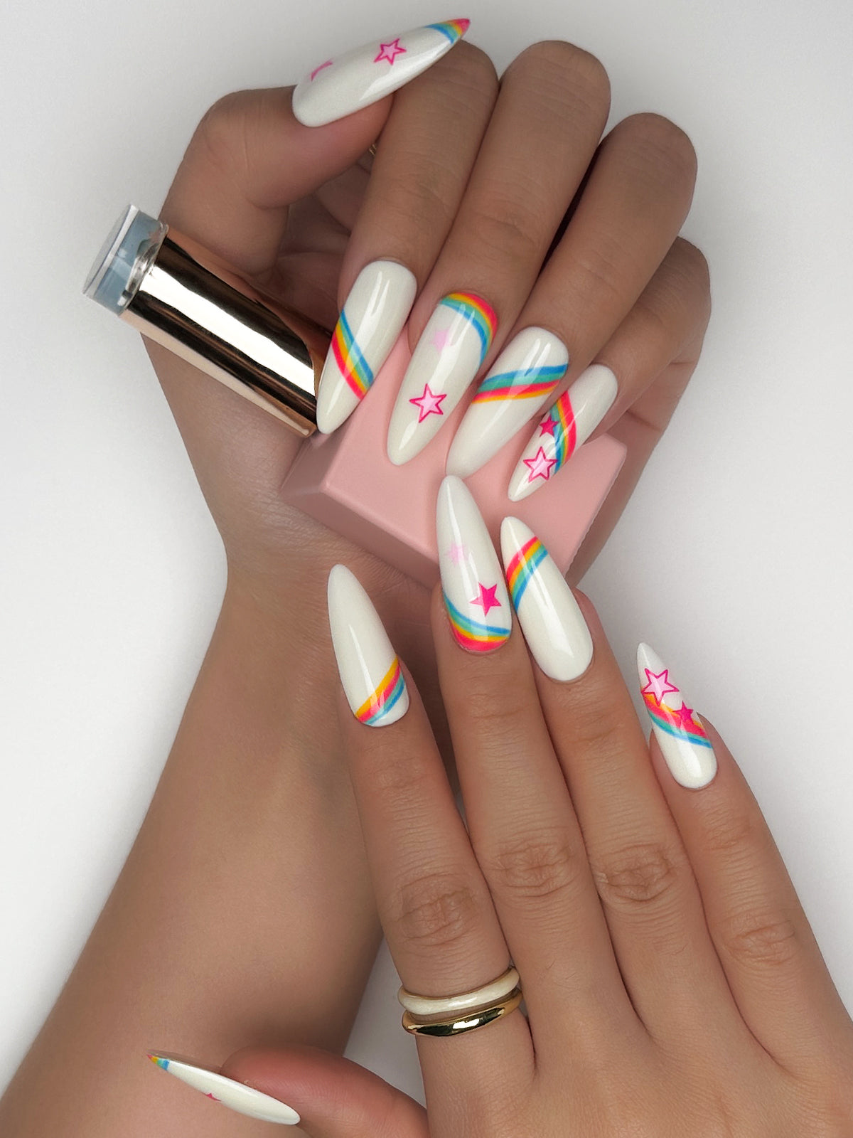 Rainbow Stars Press On Nails, LGBTQ Nails