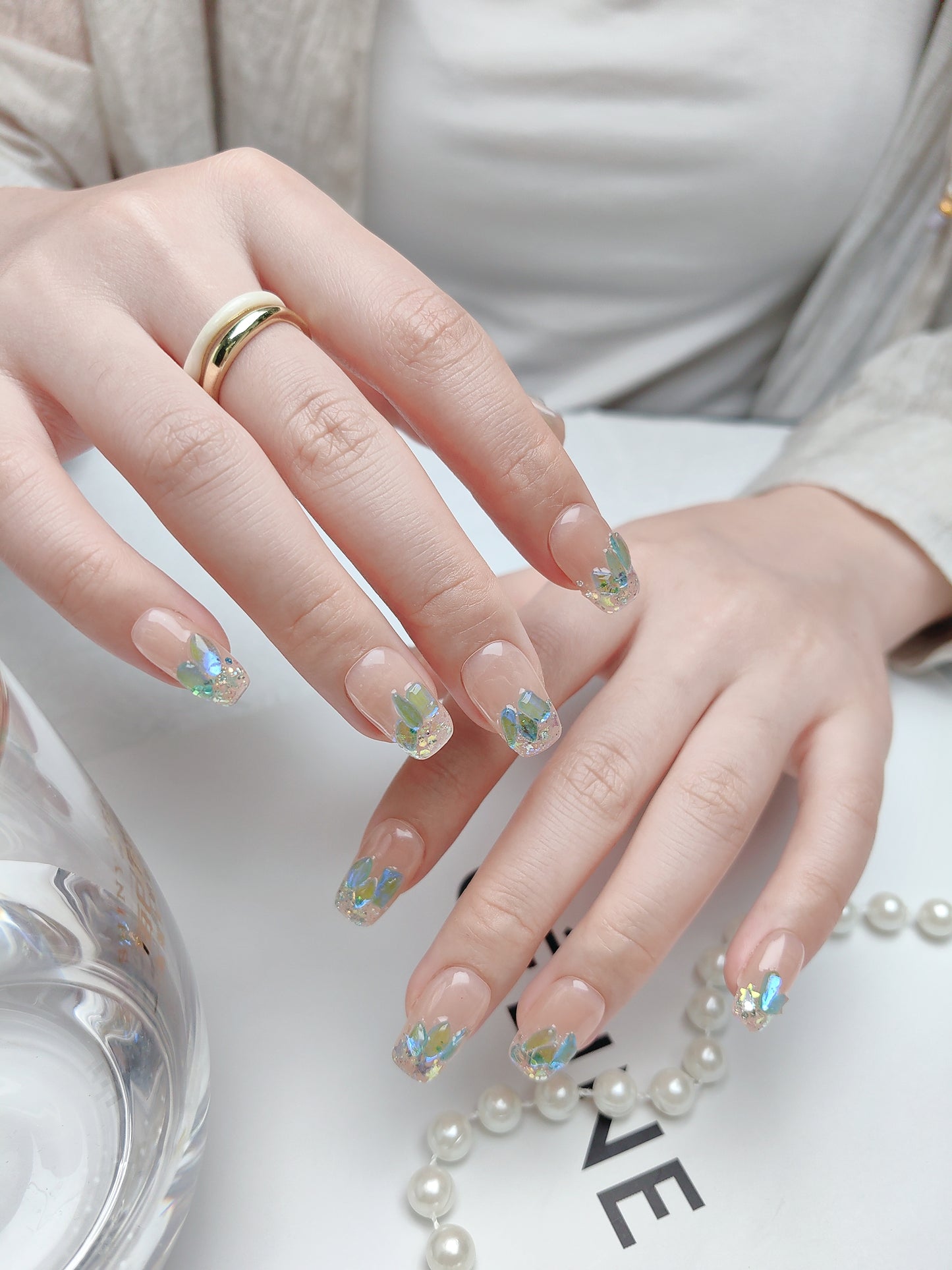 Glittery Aurora Gem Crystal Press on Nail