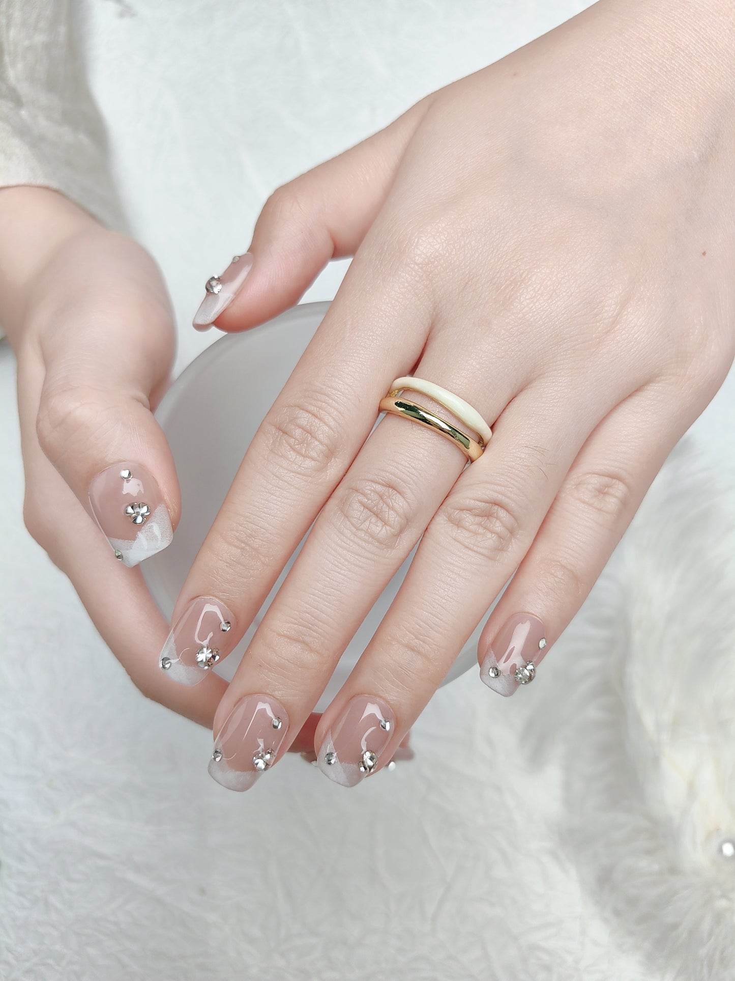 Pearl White French Nails