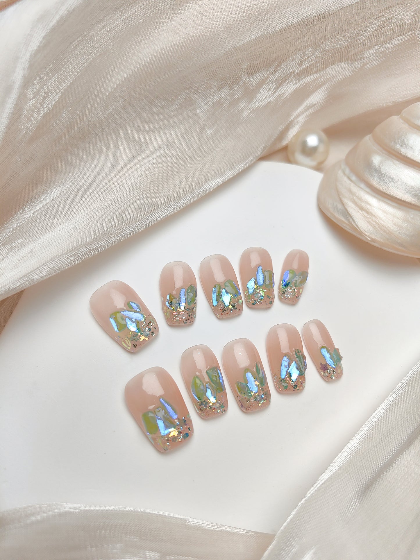 Glittery Aurora Gem Crystal Press on Nail