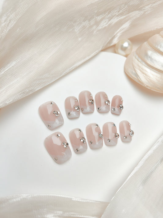 Pearl White French Nails