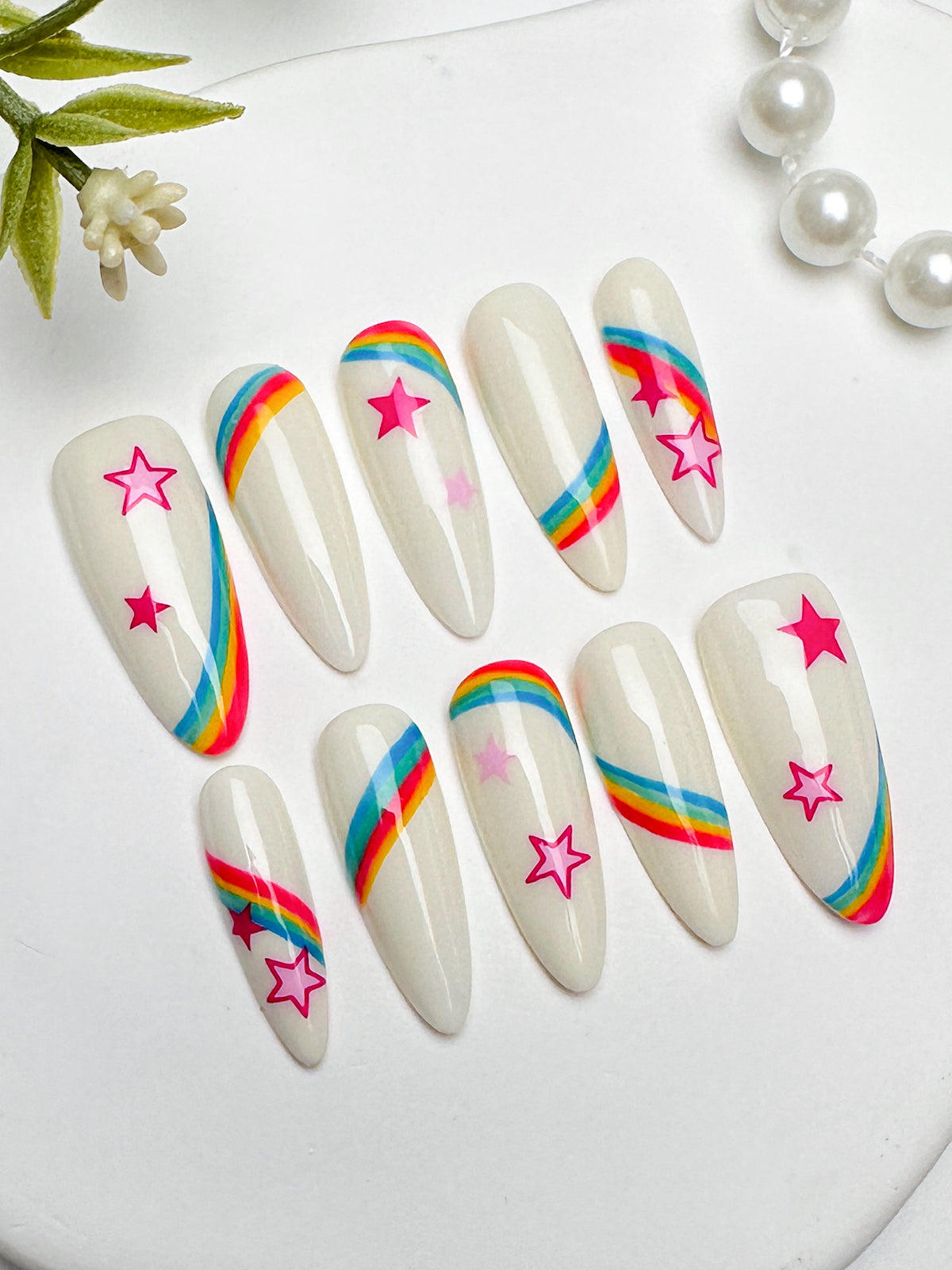 Rainbow Stars Press On Nails, LGBTQ Nails